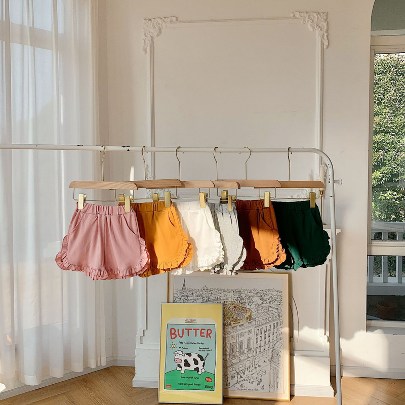 Ljetne kratke hlače za djevojčice 2023. Jednobojne kratke hlače s volanima Ležerna dječja odjeća 90-140 cm