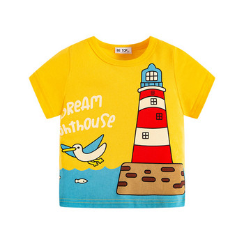 TUONXYE Καλοκαιρινά μπλουζάκια για αγόρια Μπλουζάκια Ρούχα Γελοιογραφία Φάλαινα Φάρος Παιδιά Στρογγυλή λαιμόκοψη Κοντό μανίκι Πλέξιμο Βαμβάκι 2 3 7 ετών