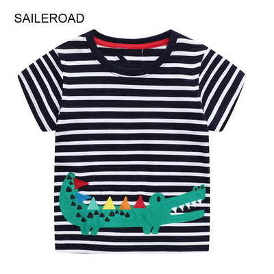 SAILEROAD 2022 új nyári pamut rövid ujjú rajzfilm kotró pólók gyerek pólók fiúk gyerekruhák
