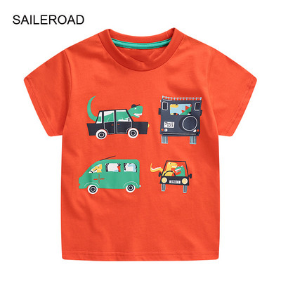 SAILEROAD 2022 új nyári pamut rövid ujjú rajzfilm kotró pólók gyerek pólók fiúk gyerekruhák
