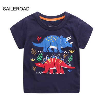 SAILEROAD 2022 új nyári pamut rövid ujjú rajzfilm kotró pólók gyerek pólók fiúk gyerekruhák