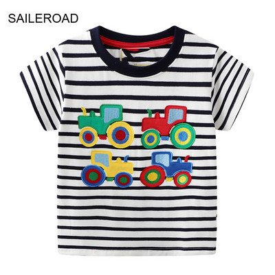 SAILEROAD 2022 új nyári pamut rövid ujjú rajzfilm kotró pólók gyerek pólók fiúk gyerekruhák