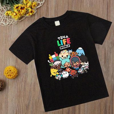 jauns Bērnu spēle Toca Life World Tkrekls Anime Toca Boca Life World Spēle T krekls Bērnu topi Pusaudžiem Lielizmēra īsām piedurknēm