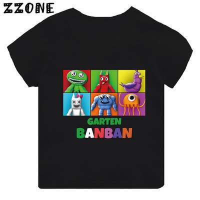 Hot Game Garten of Banban Print Cartoon Детска тениска Дрехи за момичета Бебешки момчета Черна тениска с къс ръкав Детски блузи, TH5846