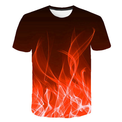 Тениски Flames Летни детски дрехи 3D печат Детска тениска Fashion Harajuku Street Ежедневна тениска с кръгло деколте Boy Girl Tops