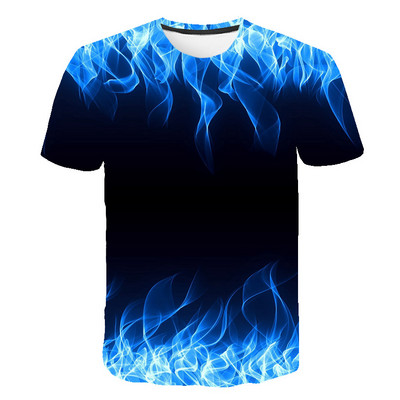 Тениски Flames Летни детски дрехи 3D печат Детска тениска Fashion Harajuku Street Ежедневна тениска с кръгло деколте Boy Girl Tops
