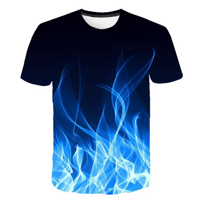 Тениски Flames Летни детски дрехи 3D печат Детска тениска Fashion Harajuku Street Ежедневна тениска с кръгло деколте Boy Girl Tops