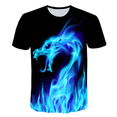 Тениски Flames Летни детски дрехи 3D печат Детска тениска Fashion Harajuku Street Ежедневна тениска с кръгло деколте Boy Girl Tops