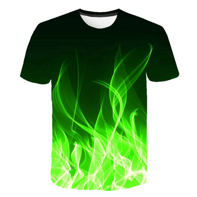 Тениски Flames Летни детски дрехи 3D печат Детска тениска Fashion Harajuku Street Ежедневна тениска с кръгло деколте Boy Girl Tops