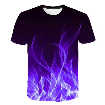 Тениски Flames Летни детски дрехи 3D печат Детска тениска Fashion Harajuku Street Ежедневна тениска с кръгло деколте Boy Girl Tops
