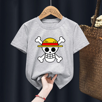 2022 Аниме One Piece Забавни бебешки тениски за момичета Деца Деца Манга Подарък Подарък Дрехи Момиче Черни горнища Harajuku Kawaii, Drop Ship