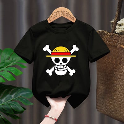 2022 Anime One Piece Vicces Baby Girl pólók Gyerek Gyerek Manga Ajándék Ajándék Ruhák Lány Fekete Harajuku Kawaii Felsők, Drop Ship