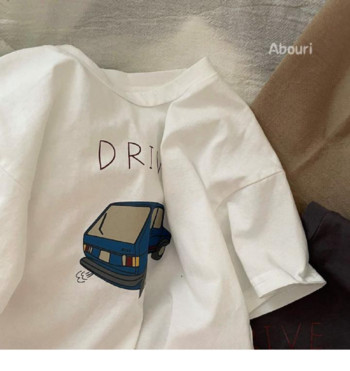 Μπλουζάκι από 100% βαμβακερό μισό μανίκι για αγόρια Παιδικό 2023 Καλοκαίρι μωρό Unisex Στολή Sports Casual Tees Cartoon Car Trendy πουλόβερ πουκάμισο