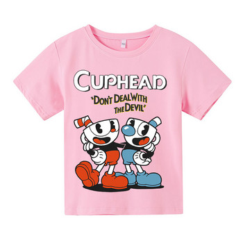 Лятна тениска за 2022 г. Момичета, момчета, сладка чаша с анимационен принт, детски дрехи, модни детски дрехи, тениска Harajuku