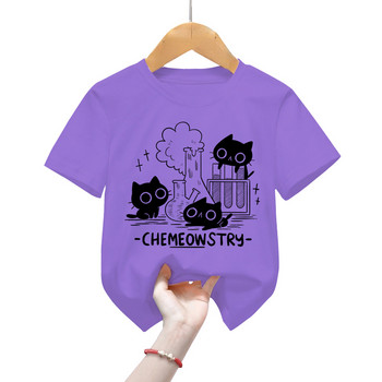 Chemeowstry Classic Παιδικά T-shirts Clothing Science Chemistry Παιδικό Tshirt Κορίτσια Αγόρια Μπλουζάκι Cute Black Cat Kids T-shirt