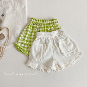 Детско облекло Детски панталони Момичета 2023 Нови пролетни летни бебешки дантелени шорти Корейски стил от памук Ежедневни прости сладки панталони
