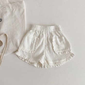Παιδικά ρούχα Παιδικά παντελόνια για κορίτσια 2023 Νέο βρεφικό σορτς με δαντέλα για άνοιξη καλοκαίρι Κορεάτικο στιλ από βαμβακερό καθημερινό απλό γλυκό παντελόνι