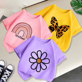 2023-as új gyermekpóló felső, nyári rajzfilmnyomtatás, tiszta szivárvány, rövid ujjú divatos nyúl aranyos többszínű, melegen eladó felső