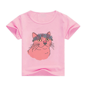 Νέο παιδικό μπλουζάκι 2023 Καλοκαιρινή εκτύπωση κινουμένων σχεδίων με κοντό μανίκι μόδας κουνέλι χαριτωμένο πολύχρωμο μπλουζάκι με καυτές πωλήσεις