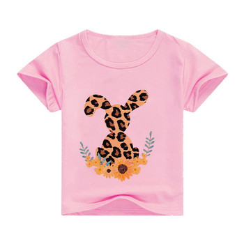 Νέο παιδικό μπλουζάκι 2023 Καλοκαιρινή εκτύπωση κινουμένων σχεδίων με κοντό μανίκι μόδας κουνέλι χαριτωμένο πολύχρωμο μπλουζάκι με καυτές πωλήσεις