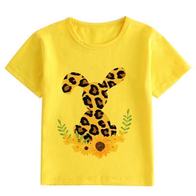 2023-as új gyermekpóló felső, nyári rajzfilmnyomtatás, tiszta szivárvány, rövid ujjú divatos nyúl aranyos többszínű, melegen eladó felső