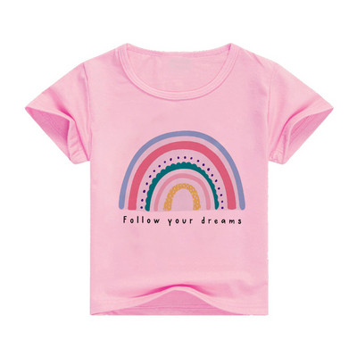 2023-as új gyermekpóló felső, nyári rajzfilmnyomtatás, tiszta szivárvány, rövid ujjú divatos nyúl aranyos többszínű, melegen eladó felső