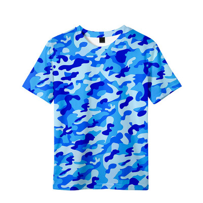 Kamufliažinė spauda marškinėliai trumpomis rankovėmis Vaikiški marškinėliai Kariniai treniruočių marškinėliai Vaikiški drabužiai Mėlyni žali marškinėliai