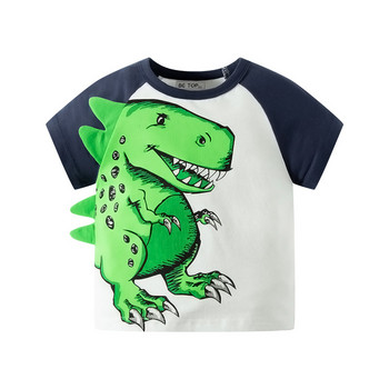 TUONXYE Καλοκαιρινό κοντομάνικο μπλουζάκι για αγόρια 3D χαριτωμένο πλεκτό βαμβακερό τύπωμα δεινοσαύρων που αναπνέει πουκάμισο με μαλακό πάτο Βρεφικά ρούχα