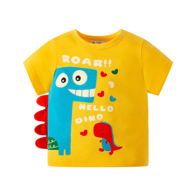 TUONXYE Ljetna majica kratkih rukava za dječake 3D slatki print dinosaura Pletena pamučna prozračna majica s mekim donjim dijelom Gornja odjeća za bebe