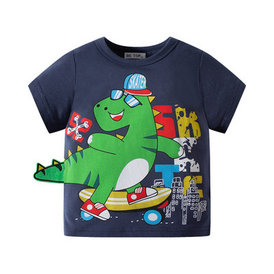 TUONXYE Ljetna majica kratkih rukava za dječake 3D slatki print dinosaura Pletena pamučna prozračna majica s mekim donjim dijelom Gornja odjeća za bebe