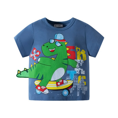 TUONXYE Ljetna majica kratkih rukava za dječake 3D slatki print dinosaura Pletena pamučna prozračna majica s mekim donjim dijelom Gornja odjeća za bebe