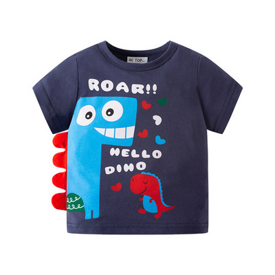 TUONXYE Ljetna majica kratkih rukava za dječake 3D slatki print dinosaura Pletena pamučna prozračna majica s mekim donjim dijelom Gornja odjeća za bebe