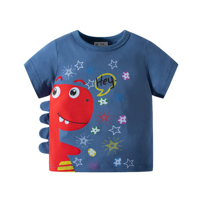 TUONXYE Ljetna majica kratkih rukava za dječake 3D slatki print dinosaura Pletena pamučna prozračna majica s mekim donjim dijelom Gornja odjeća za bebe