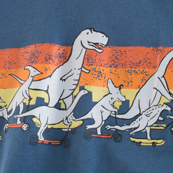 2-8T Тениска за момчета с динозаври, Детски дрехи, летни дрехи за бебета, памучна тениска с къс ръкав, модни свободни детски тениски