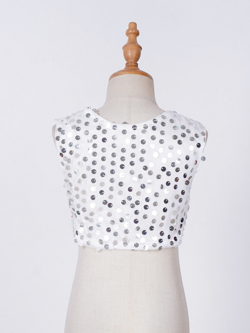 Copii Fete Fără mâneci Paiete strălucitoare Culoare uni Topuri de balet Vestă Tank Crop Top Dance Costum Scenă Costume de dans 2-10Y