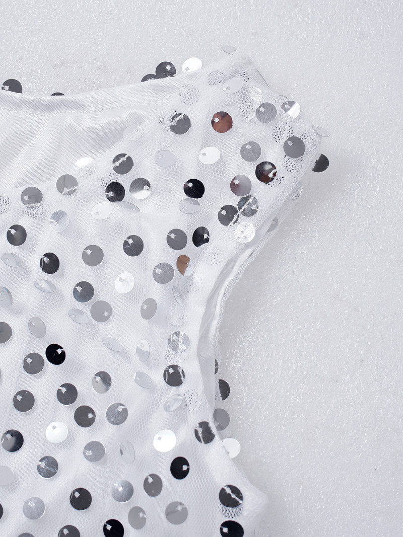 Copii Fete Fără mâneci Paiete strălucitoare Culoare uni Topuri de balet Vestă Tank Crop Top Dance Costum Scenă Costume de dans 2-10Y