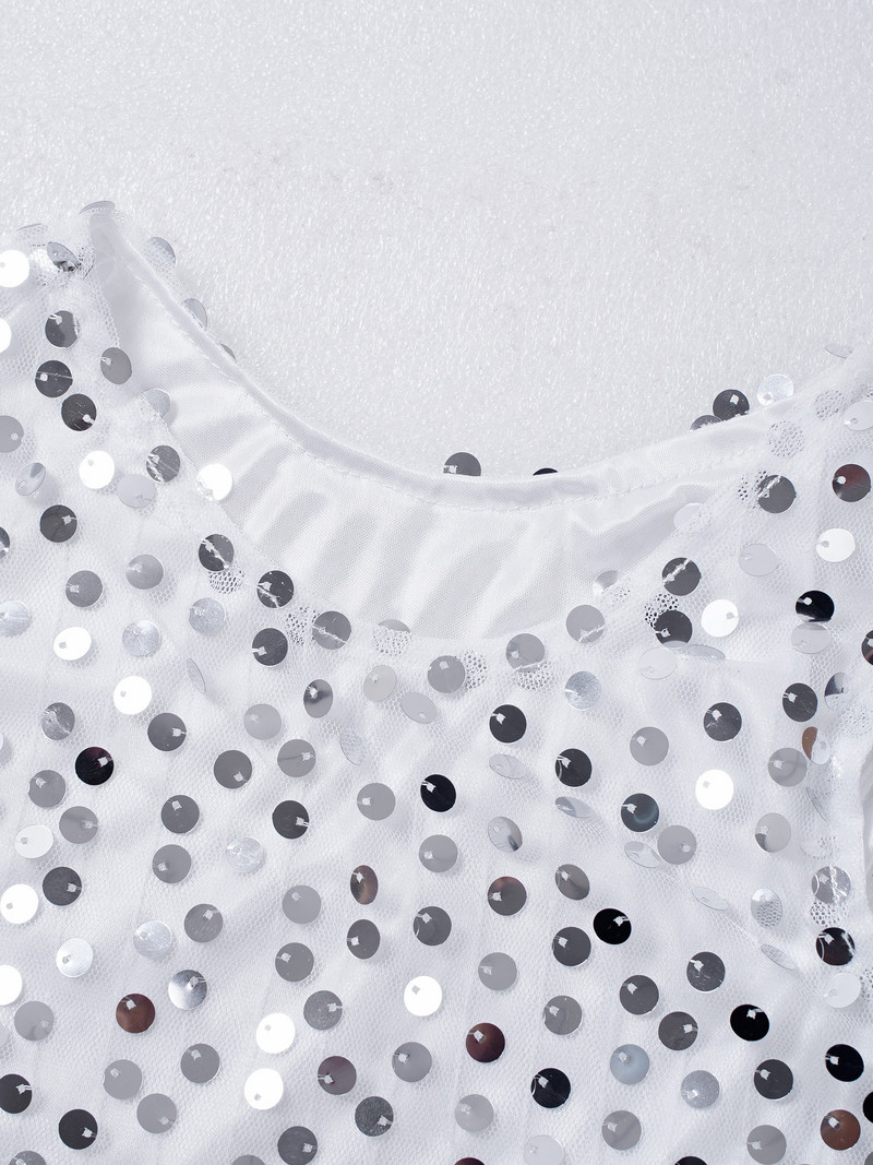 Copii Fete Fără mâneci Paiete strălucitoare Culoare uni Topuri de balet Vestă Tank Crop Top Dance Costum Scenă Costume de dans 2-10Y