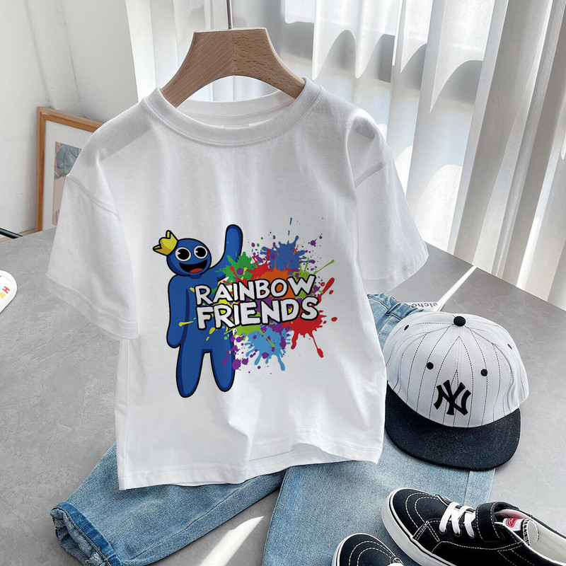 Nou Cute Rainbow Friends Tricou Joc Imprimare Desene Animate Gfit Gfit Băieți Fete Haine pentru copii Tricouri cu mânecă scurtă Harajuku Top