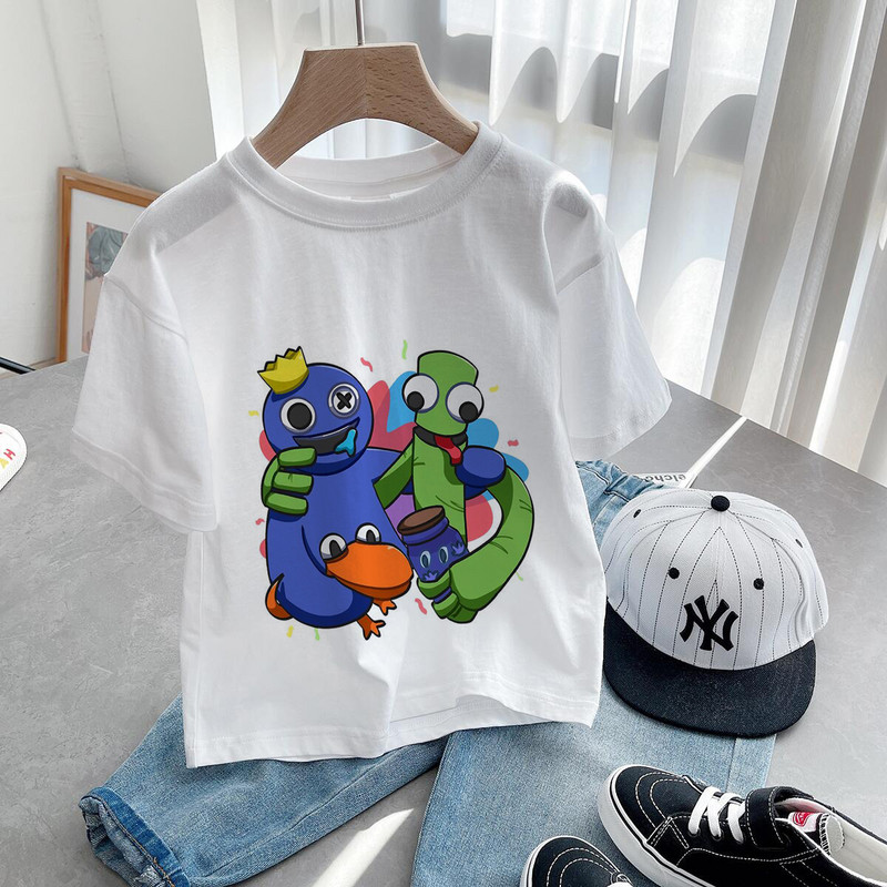Nou Cute Rainbow Friends Tricou Joc Imprimare Desene Animate Gfit Gfit Băieți Fete Haine pentru copii Tricouri cu mânecă scurtă Harajuku Top