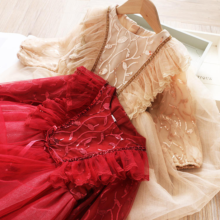 Dječje haljine za djevojčice, zimske haljine dugih rukava, simpatičnog stila, mrežasta haljina sa šljokicama, čipkasta haljina za djevojčice 3 6 8 godina Vestido Infantil