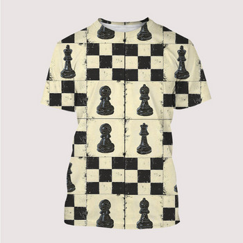 Σκακιέρα Ασπρόμαυρη μπλούζα με τρισδιάστατη εκτύπωση Παιδική μόδα Υπερμεγέθη μπλουζάκια Harajuku κοντομάνικα μπλουζάκια μπλουζάκια μπλουζάκια Ρούχα