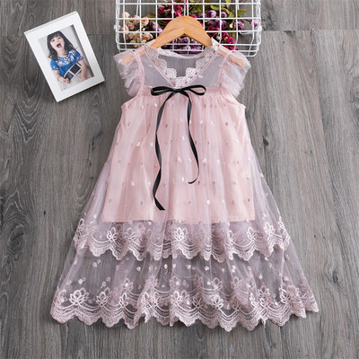 Gaun Pesta Putri Anak Perempuan Pakaian Ulang Tahun Anak-anak Pakaian Musim Panas Jaring Gradien Peri Payet Bayi Gaun Anak Perempuan Bunga untuk Pernikahan