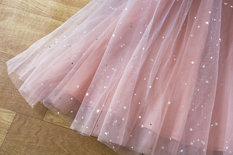 Gaun Pesta Putri Anak Perempuan Pakaian Ulang Tahun Anak-anak Pakaian Musim Panas Jaring Gradien Peri Payet Bayi Gaun Anak Perempuan Bunga untuk Pernikahan