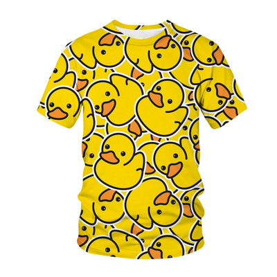 Καλοκαιρινό μπλουζάκι τρισδιάστατη εκτύπωση Χαριτωμένο Παιδικό μπλουζάκι με πάπια γουρούνι Μόδα Casual Cartoons Στρογγυλή λαιμόκοψη Μπλουζάκι για αγόρι κορίτσι παιδικά ρούχα