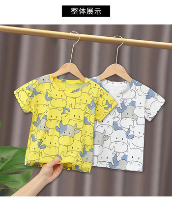 VIDMID Нова памучна тениска за момчета Детски летни дрехи в чужд стил Тениски с къс ръкав Детски тънки модни горнища P5350