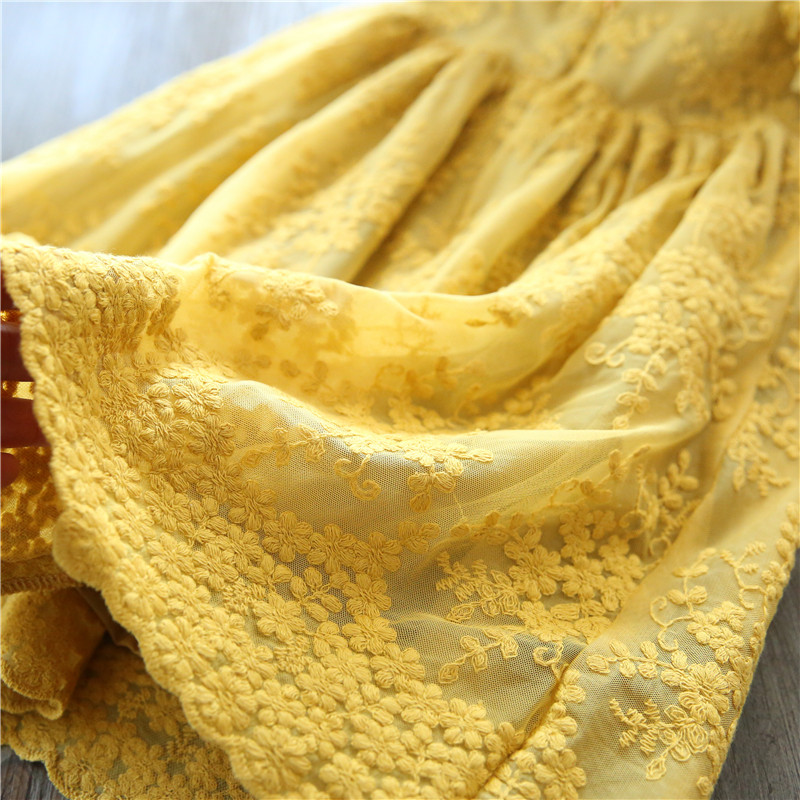 Κέντημα κοριτσιού με δαντέλα Φόρεμα λουλουδιών Καλοκαιρινό νέο κοντομάνικο casual ρούχα Παιδικά κοστούμια γενεθλίων πριγκίπισσας βραδινό πάρτι φορέματα Up