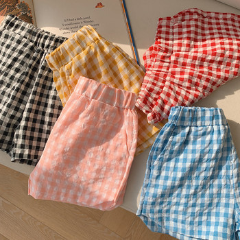 Летни къси панталони за момичета 2022 г. Нови шорти на карирано корейски стил Ежедневни детски горещи шорти