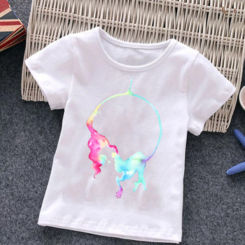 Ακουαρέλα Γυμναστική εκτύπωση Μπλουζάκια για κορίτσια Παιδικά ρούχα Χαριτωμένο μπλουζάκι γυμναστικής Καλοκαιρινό Γυμναστήριο Παιδικά ρούχα Harajuku πουκάμισο