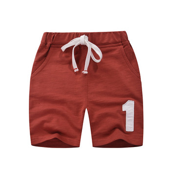 27kids Summer Boys Shorts Еластичен колан Раета Номер Спортни плетени панталони с джоб Ежедневни памучни детски дрехи 2-9 години