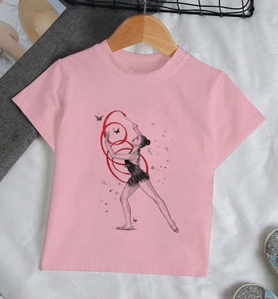 Ljeto 2021. Zanimljive akvarelne baletne plesačice Djevojčica Bijela majica kratkih rukava Kawaii Gimnastička plesna odjeća Odjeća za djevojčice